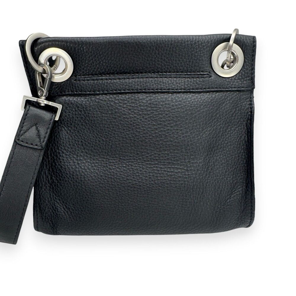 Hammitt Tony Small Black Leather Silver Red Zip Crossbody Shoulder Bag EUC - Picture 14 of 15